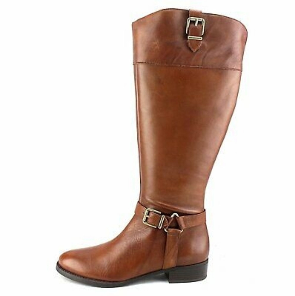  Women's Fedee Wide Calf Knee-High Cognac Brown